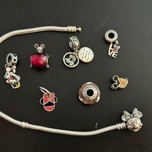 Pandora Disney Charm Bracelet with Mickey and Minnie Charms